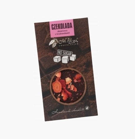 M.Pelczar Chocolatier Czekolada deserowa bez cukru z truskawkami 45g