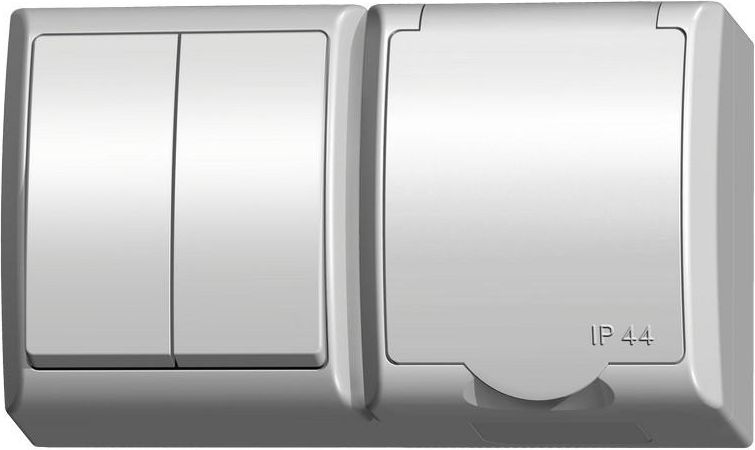 Ospel Łącznik świecznikowy podwójny + gniazdo pojedyncze Fala hermetyczne biały (ZH-Ł2G/00/w)