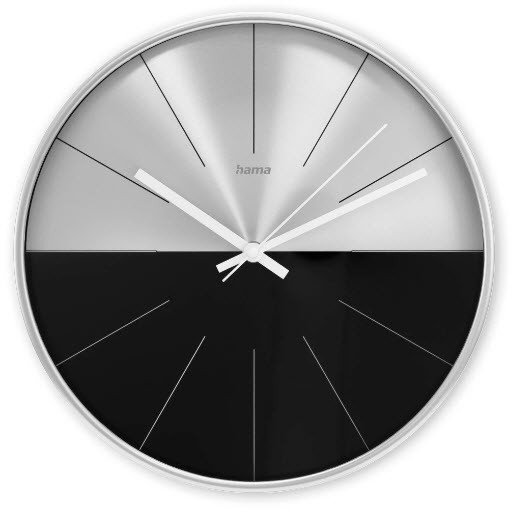 Zegar cienny Sicily 30 cm Srebrno-czarny