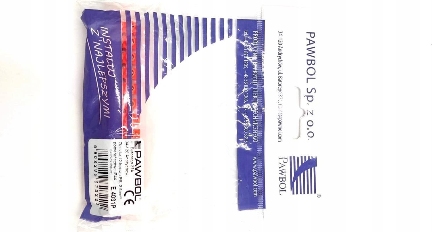 Pawbol E.4031P Złączka 12-tor. PS-2,5 Pomarań.