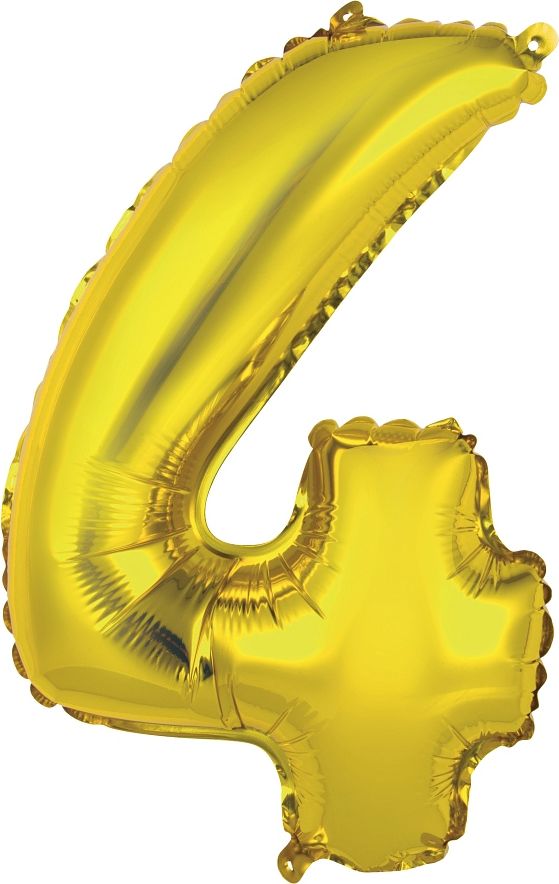 GoDan Balon foliowy Cyfra 4, złota, 35 cm