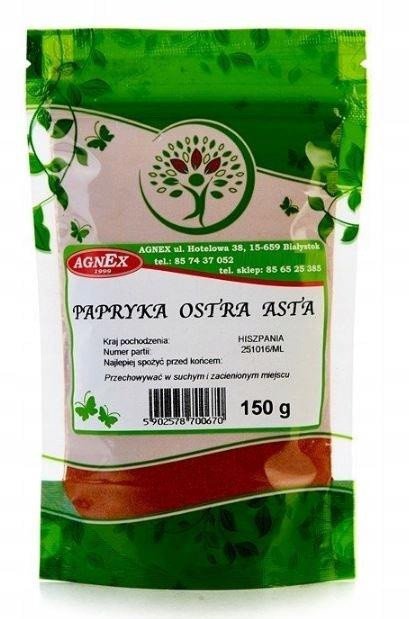 Przyprawa papryka ostra w proszku mielona do sosów i potraw agnex 150g