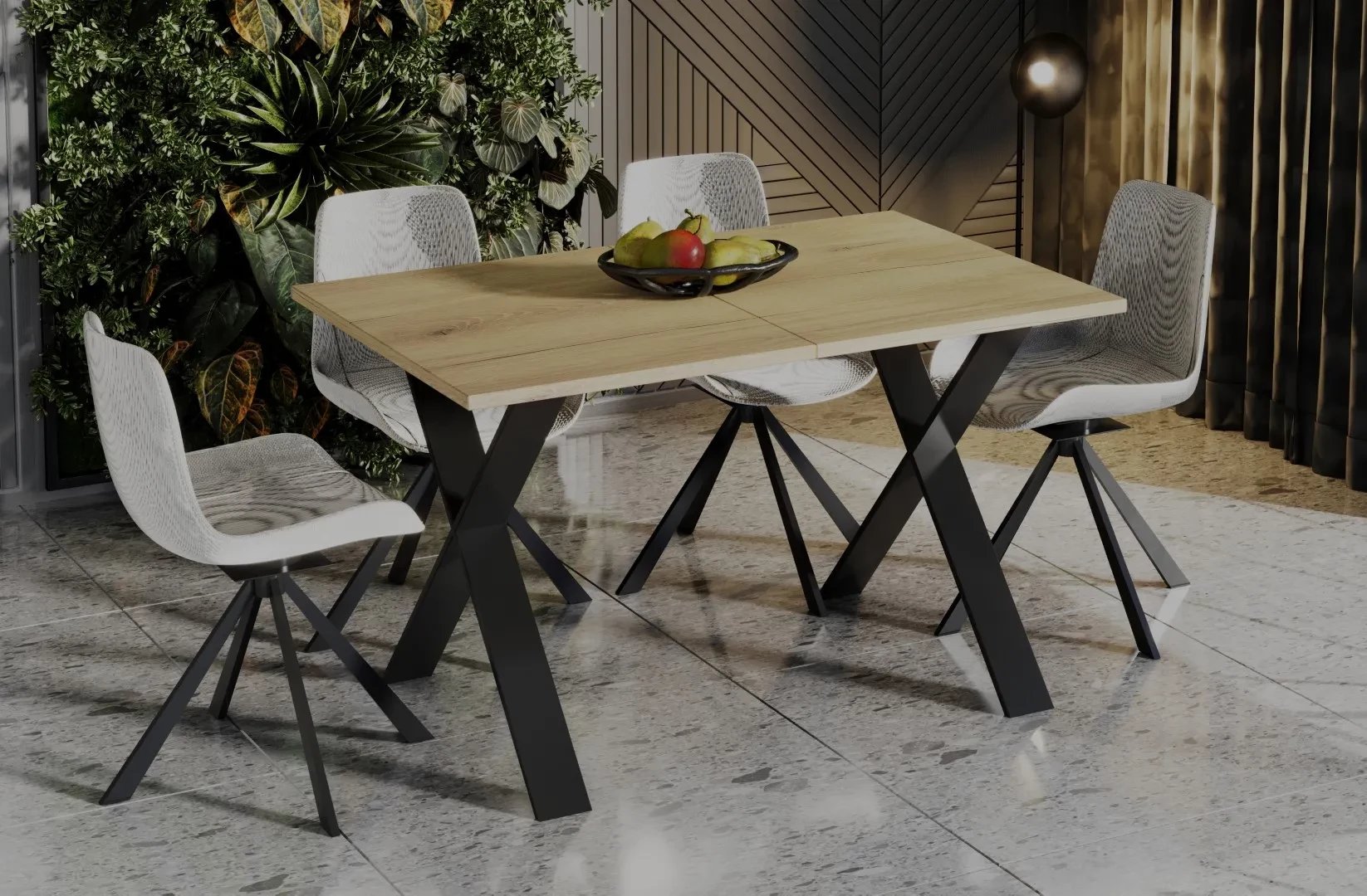 Stół rozkładany X 130(210)x80 dąb natura ENDO