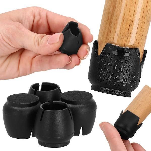 Springos Nakładki na nogi krzesła silikonowe 4 szt. czarne ochraniacze na meble 12-16 mm UNIWERSALNY