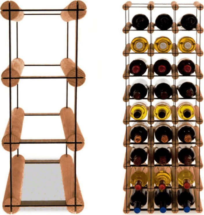 Wamar-Sosenka Regał na wino Stojak na 3 Butelki Szklane/ PET RW-8/ 1x3 Brązowy Metal + Drewno RW-8-1X3-3_O_BR