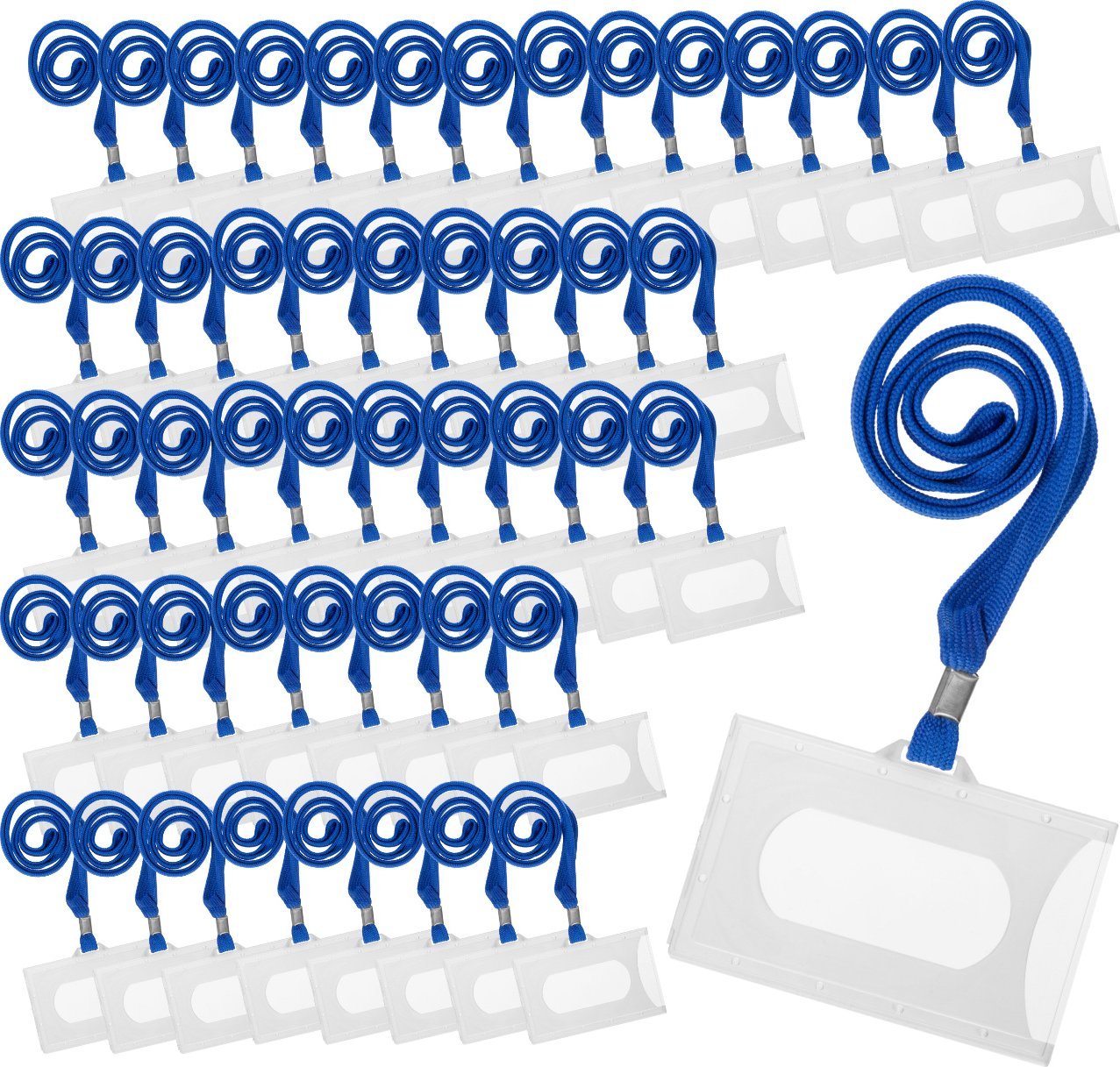 Identyfikator na kartę twardy holder K niebiesk smycz plastik 59x92mm 50szt