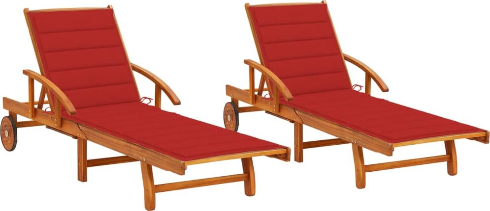 vidaXL Leżaki z poduszkami lite drewno akacjowe 2 szt.