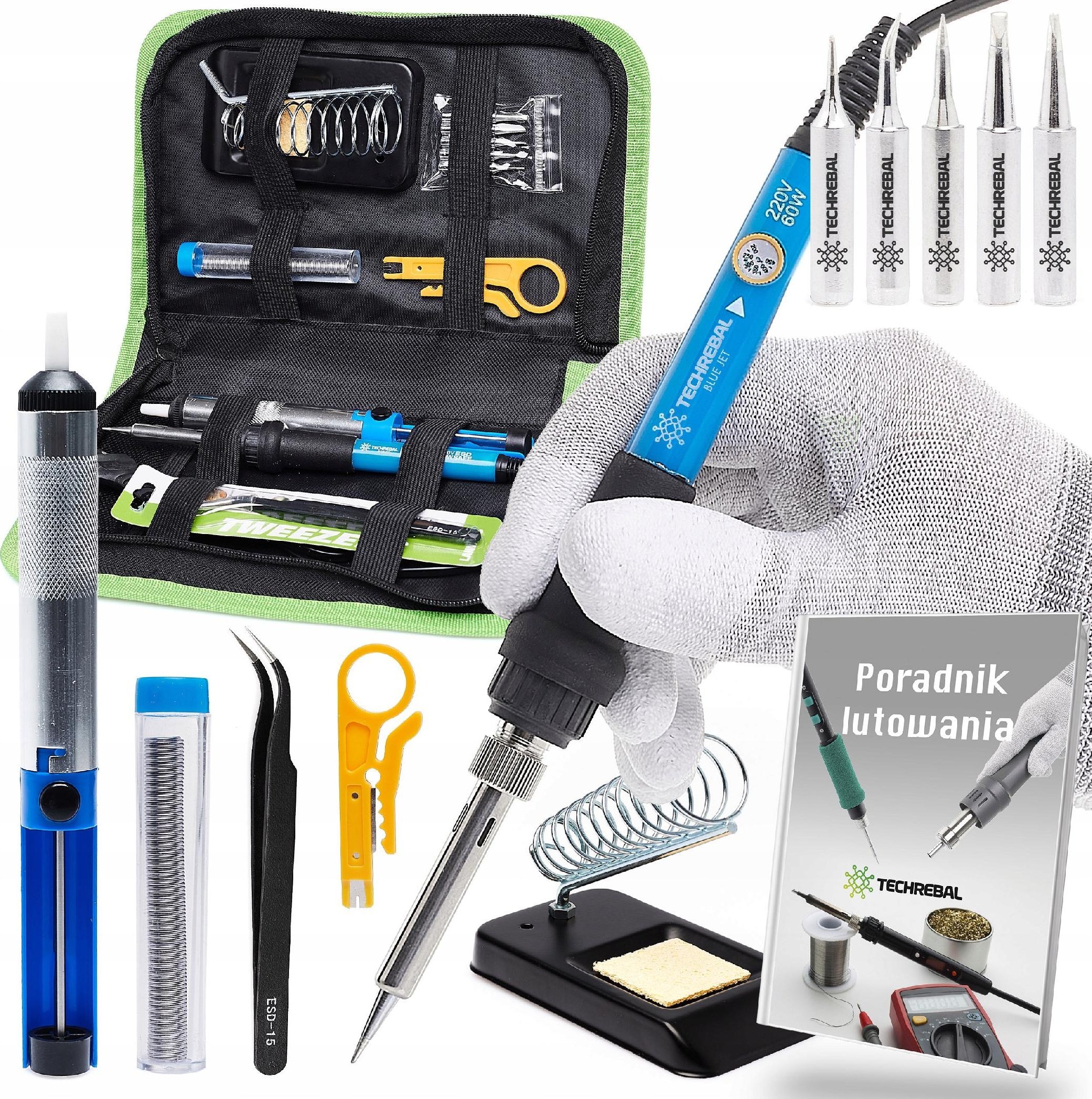 Lutownica Precyzyjna Zestaw Lutowniczy Kolbowa do Elektorniki Techrebal 60W