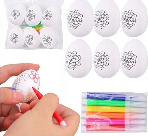 Jajka Wielkanocne Styropianowe Do Malowania Pisaki Wzór Kwiat B 6szt