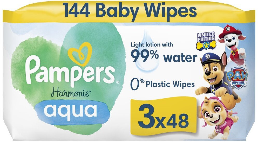 Pampers Chusteczki nawilżane Harmonie Aqua Paw Patrol 3x48 szt.