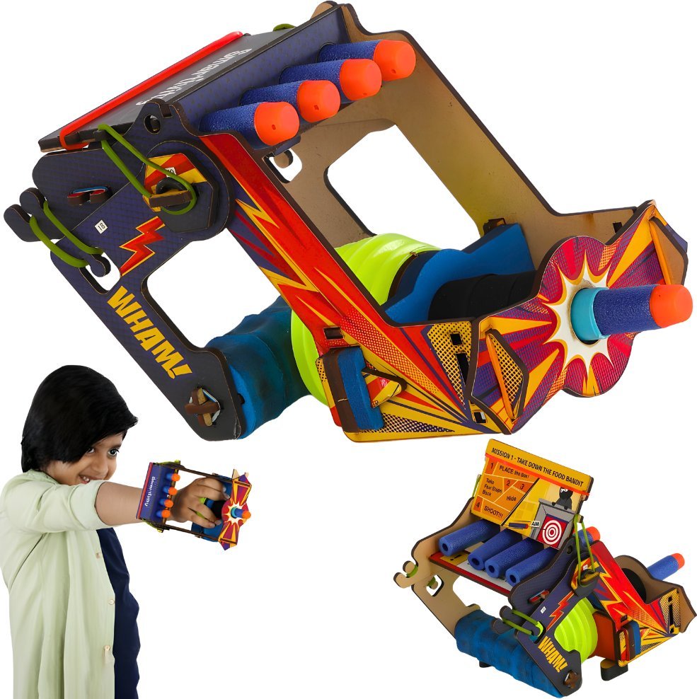 UGEARS Smartivity Drewniane Mechaniczne Puzzle 3D - Pistolet Powietrzny