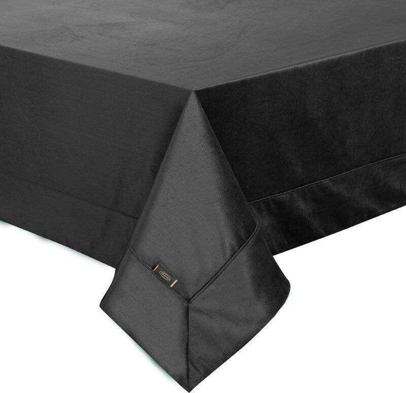 Eurofirany Obrus elegancki z welwetu z ozdobną Kantą 145X180 czarny