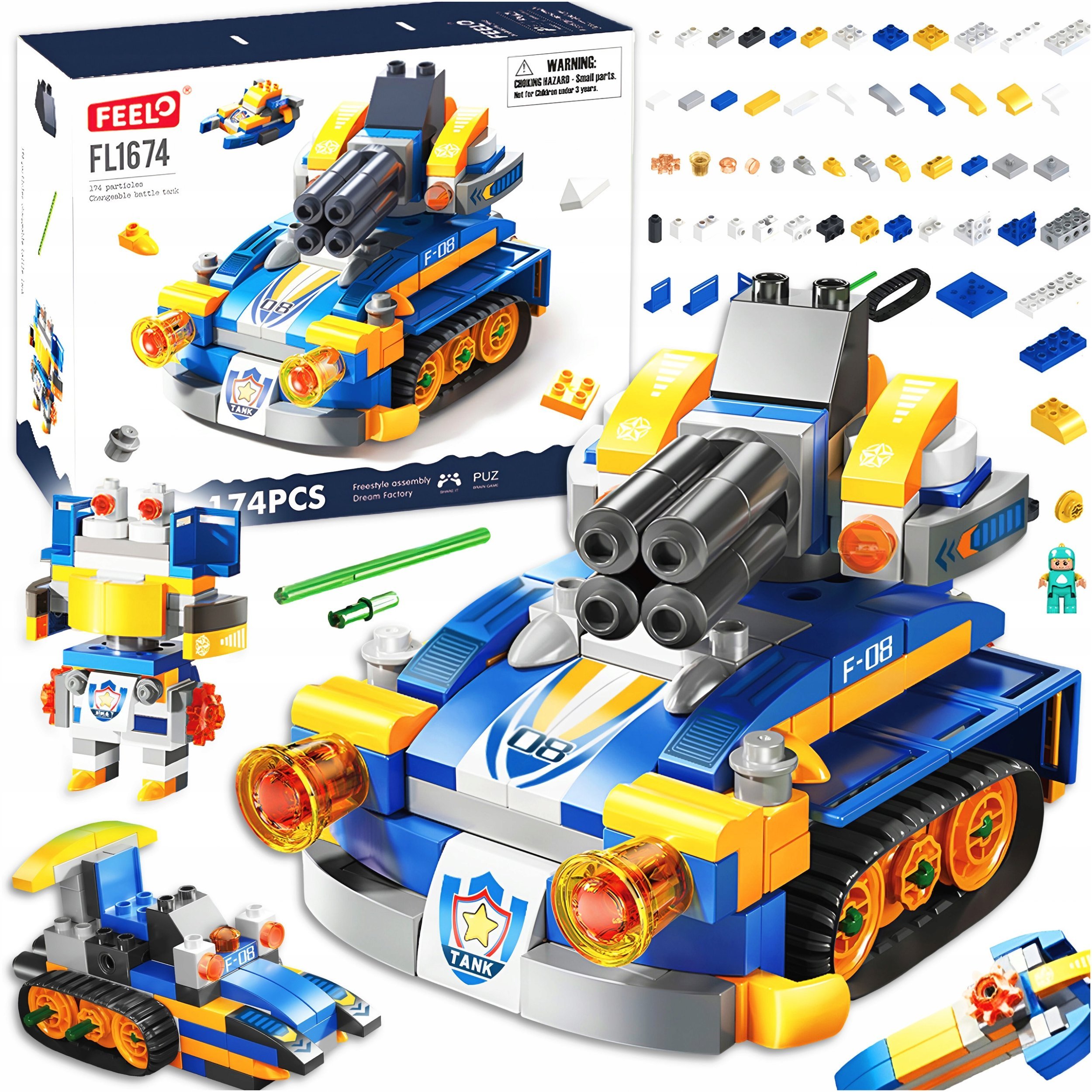 Klocki konstrukcyjne czoÅg wojskowy 174 elementy