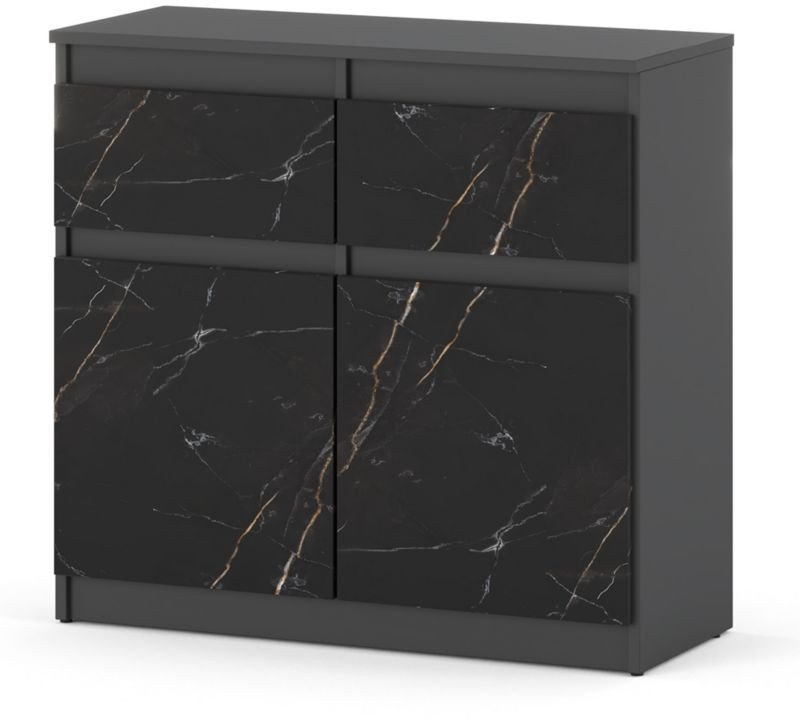 Komoda Szafka 80cm Z 2 Szufladami Salon Sypialnia Mała Szara San Sebastian