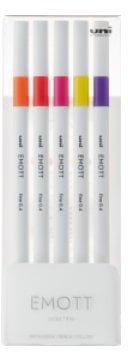 Emott fineliner 5 stk ass. Lille bord stander sæt 2