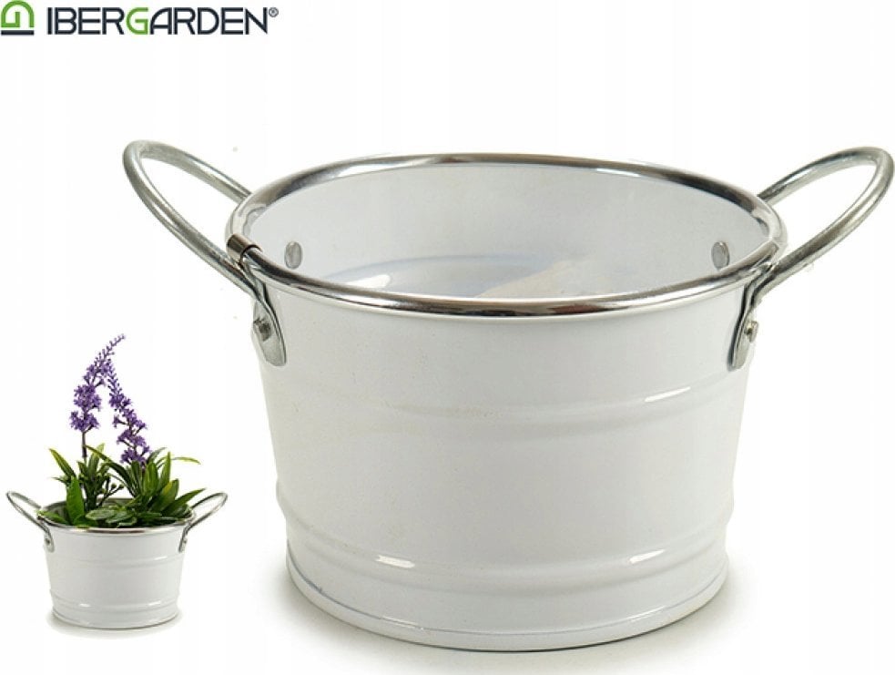 Ibergarden Osłonka na doniczkę cynkowa, biała, Ø 11,5 cm