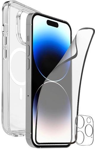 Etui Puro + Folia Ochronna Ekranu + Folia Ochronna Obiektywu Aparatu do iPhone'a 15 - Przezroczyste standard