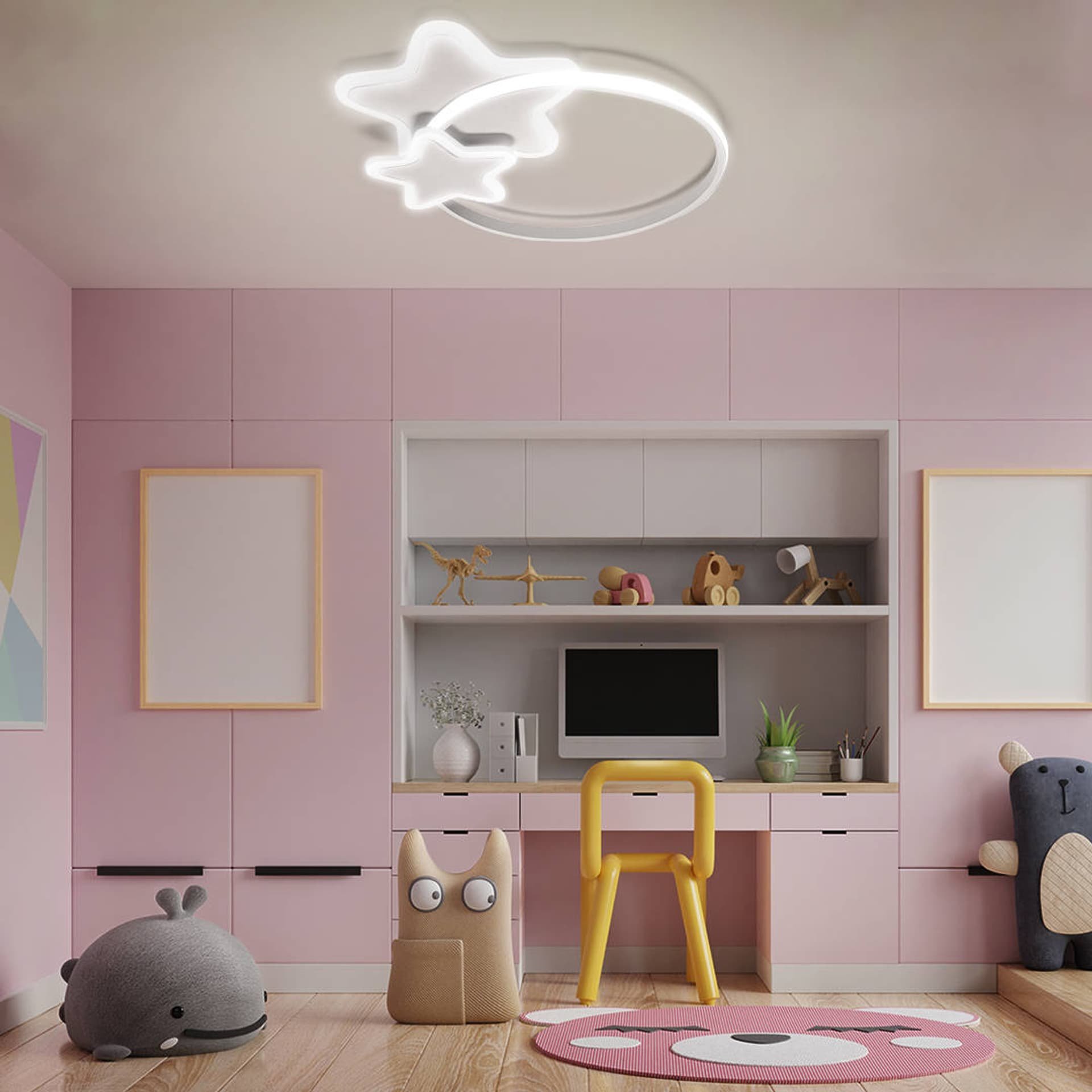 Syntron LAMPA DZIECIĘCA LED SUFIT BIAŁE GWIAZDKI 60W + PILOT DL-I05