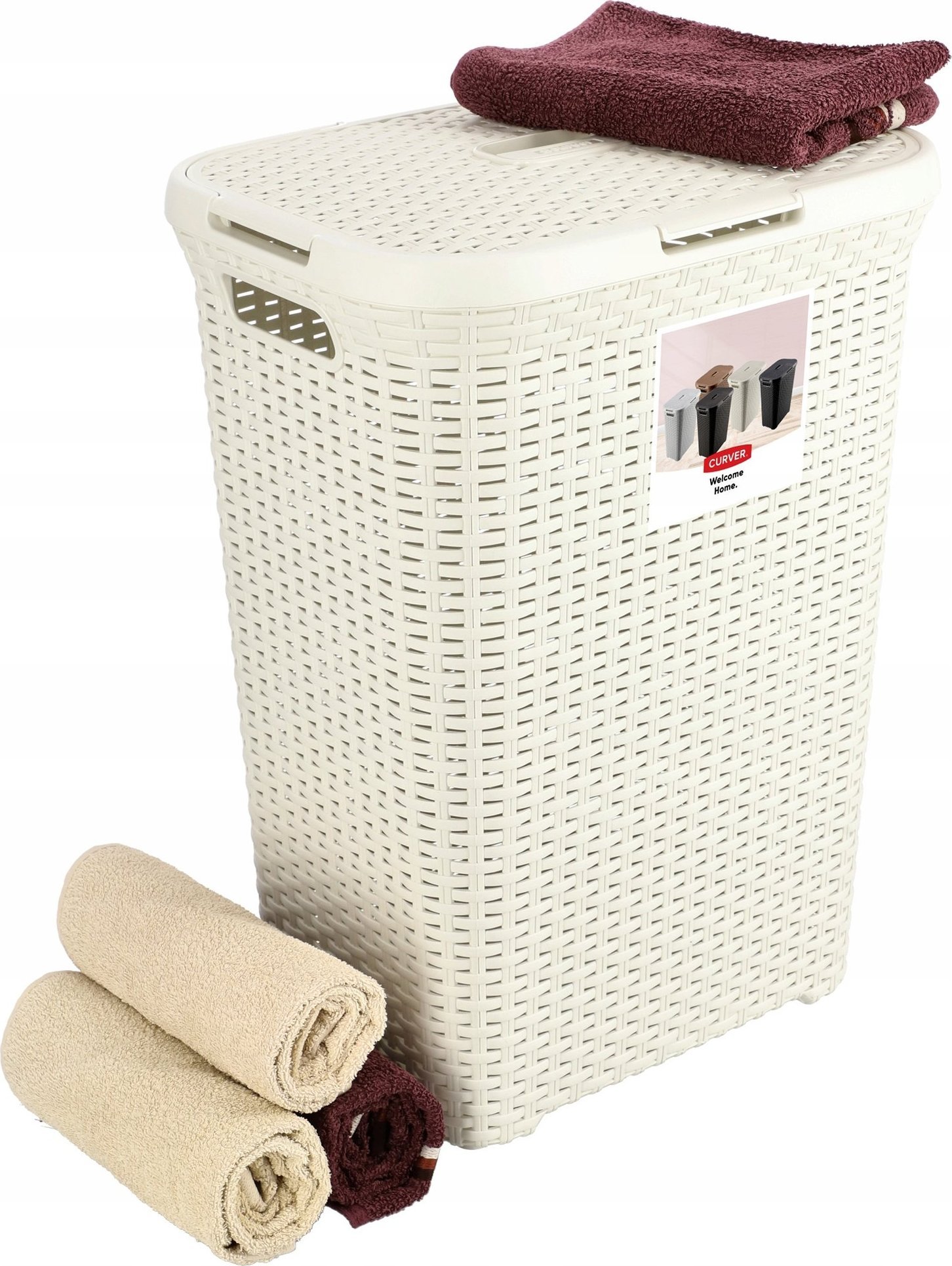 Kosz na pranie Kadax Curver Kosz Pojemnik Na Pranie 60L Kremowy Rattan