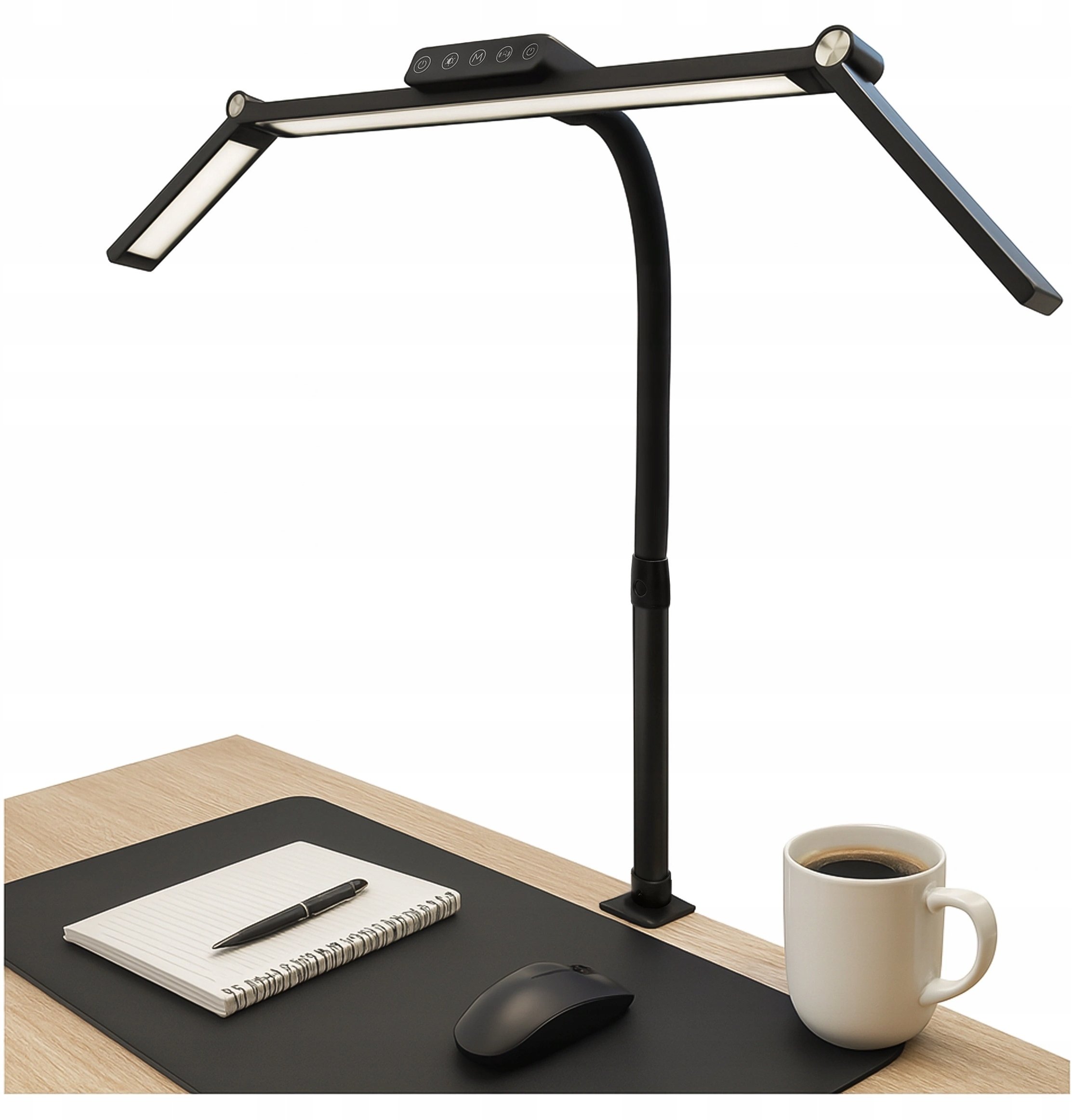 Lampa Biurkowa LED Kreślarska do Monitora ze Składaną Konstrukcją, Regulowaną Jasnością i Pełnym Spektrum Światła, z Mocowaniem