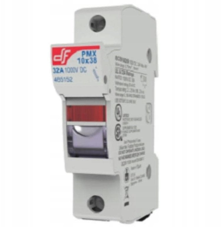 Rozłącznik, podstawa bezpiecznikowa PMX 1P do bezpieczników 10x38, 1000V DC, 32A, dla instalacji PV z sygnalizacją 485152