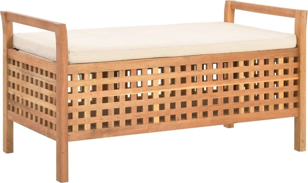 vidaXL Ławka ze schowkiem, 93x49x49 cm, lite drewno orzechowe