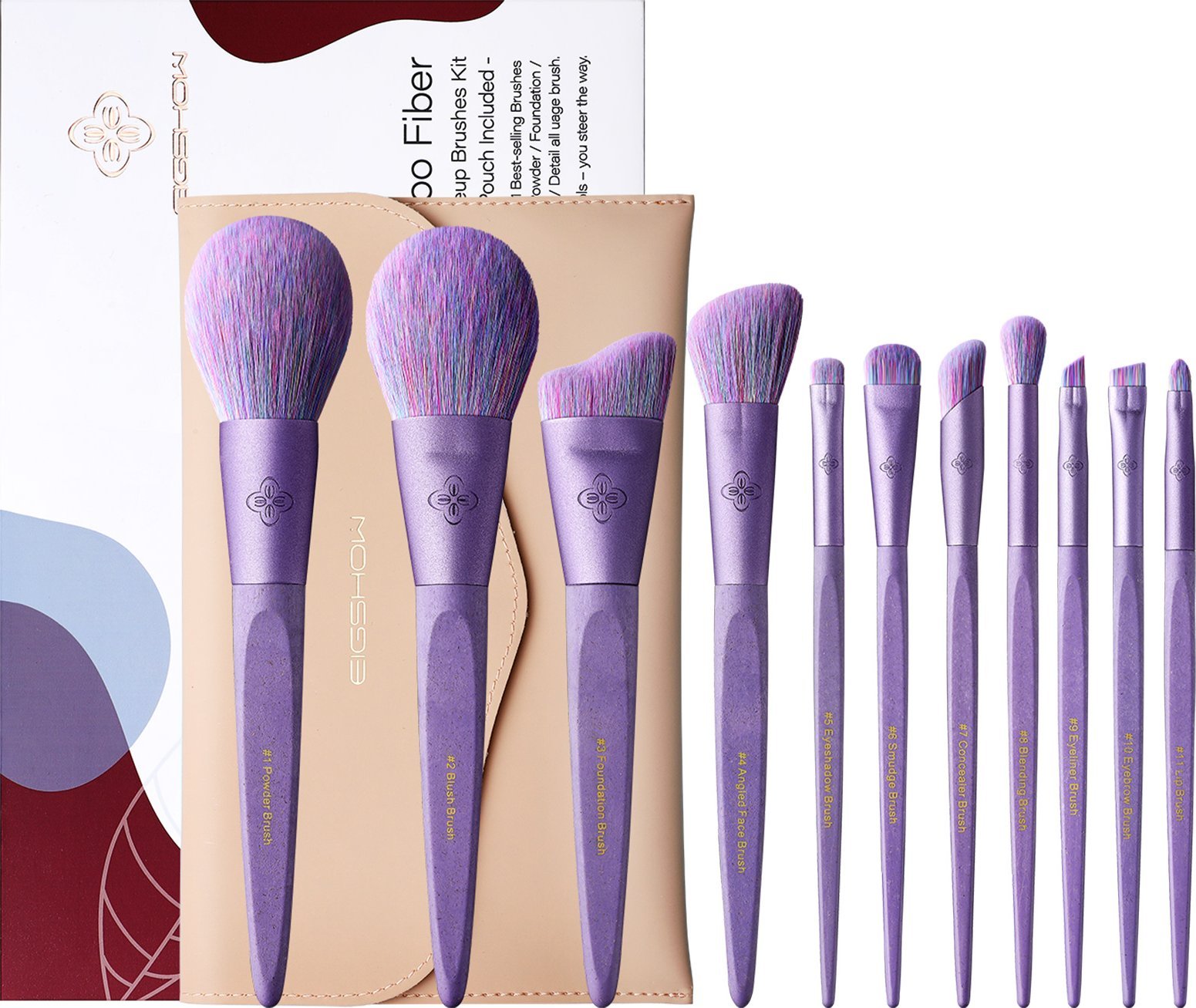 Eigshow Beauty Eigshow Beauty EcoPro Bamboo Fiber 11 pędzli Sunset Mist Purple