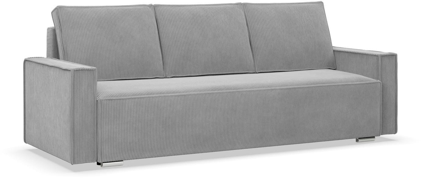 Kanapa rozkładana, sztruks, Union, 220x95x92 cm, jasny szary | TYLETEGOTU