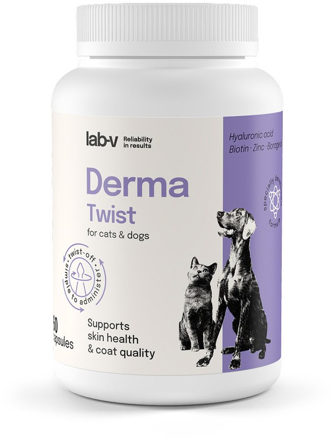 LAB V Derma Twist wsparcie skóry, sierści i bariery ochronnej dla psów i kotów 60 kapsułek twist off