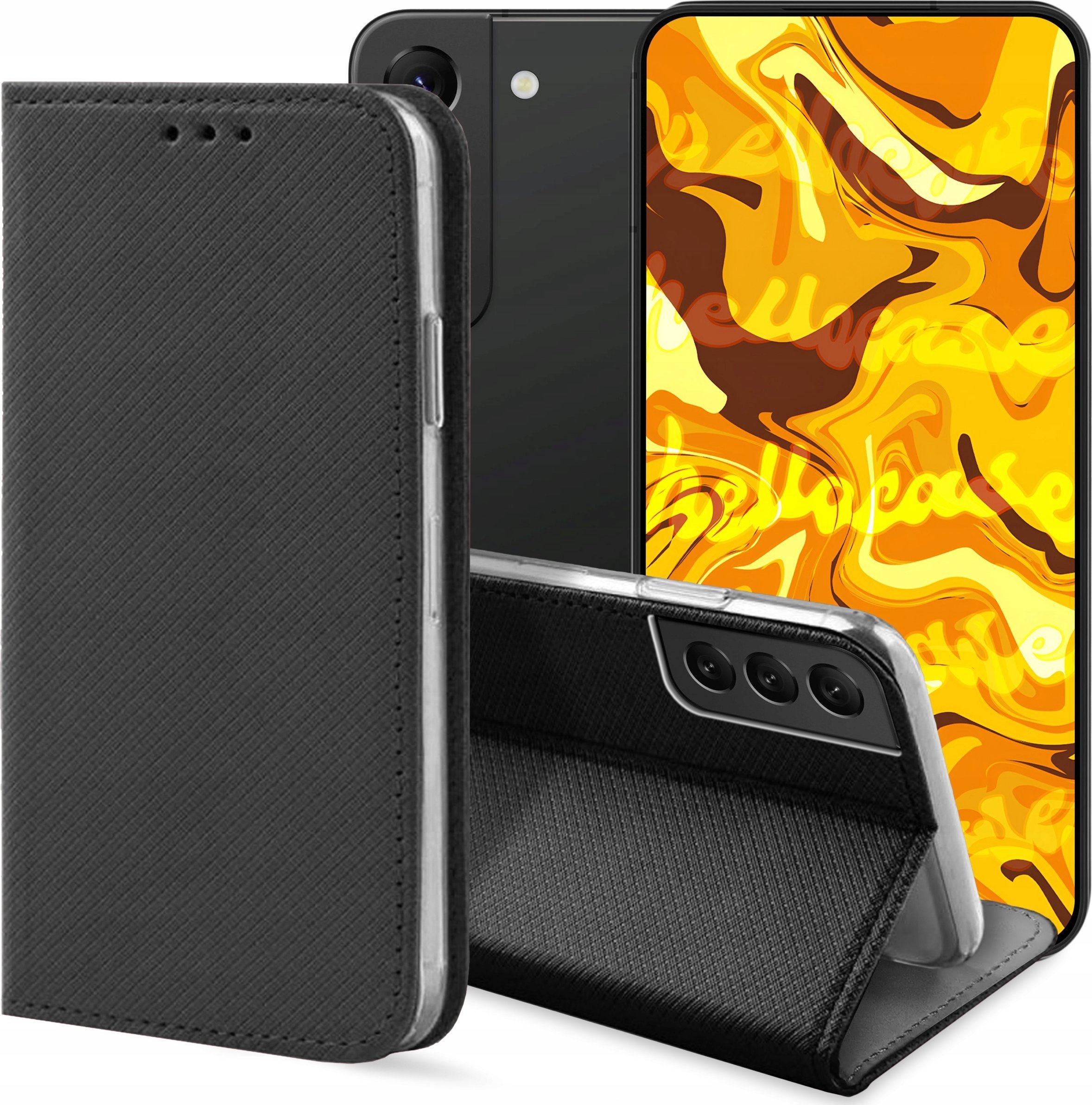 etumi Etui Z Klapką Do Samsung Galaxy S22 Wzory Futerał Magnetyczny Pokrowiec Ochronny Futerał Czarna Obudowa Z Nadrukiem Ochrona Book0143