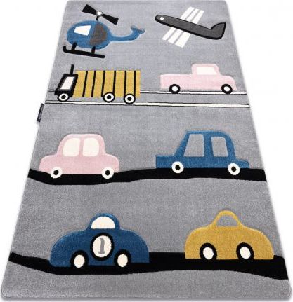 Dywany Łuszczów Dywan PETIT TOYS ZABAWKI SAMOCHODY szary, 120x170 cm