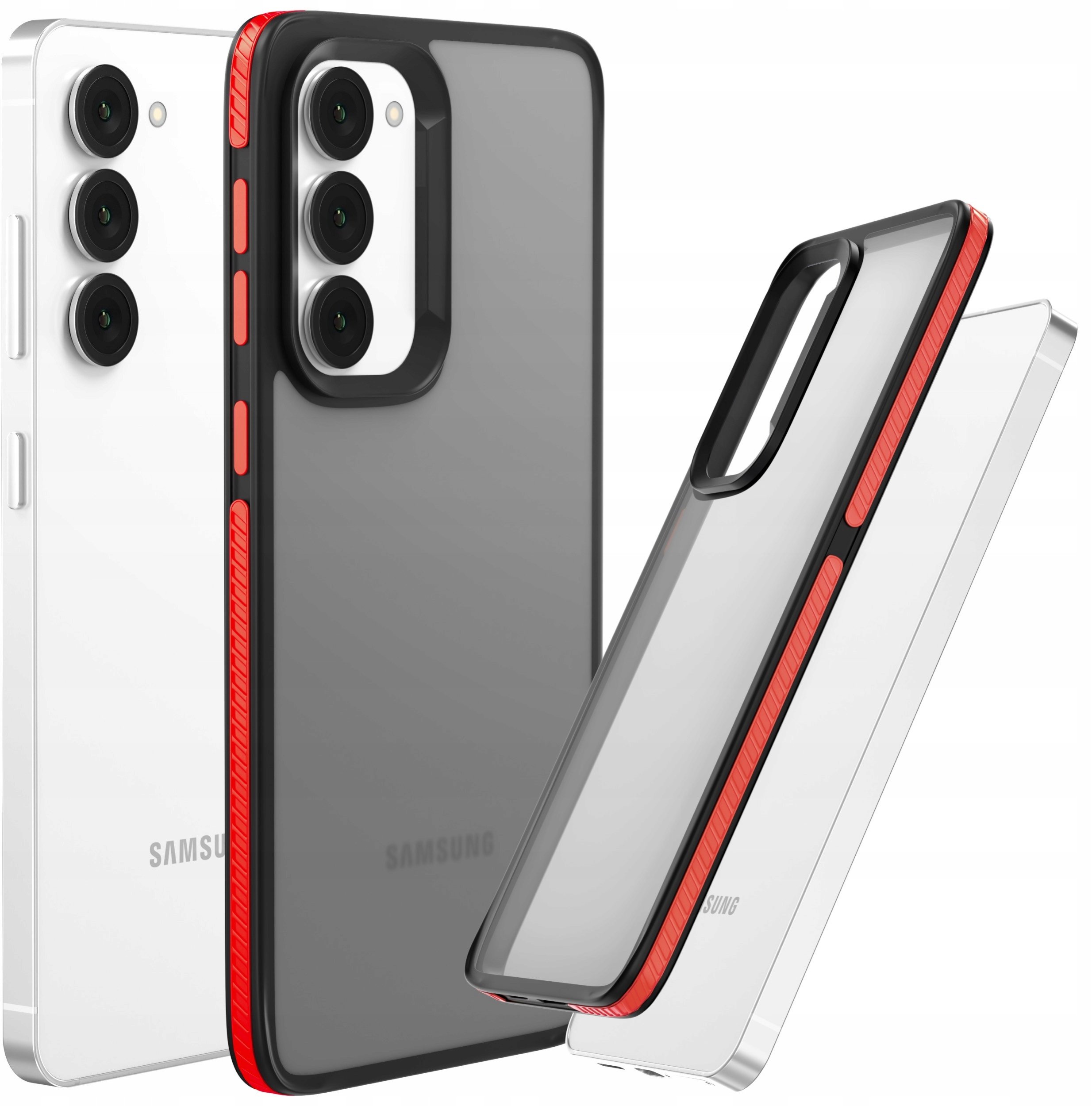 Etui Do Samsung Galaxy S23 (Matowe, Czerwona Ramka, Bumper, Plecki, Case)