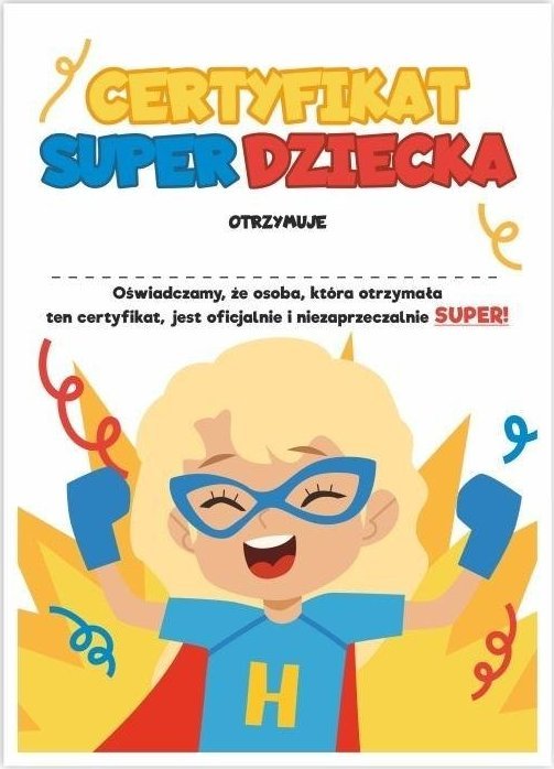 LearnHow Certyfikat A4 Super Dziecka - Dziewycznka 10szt