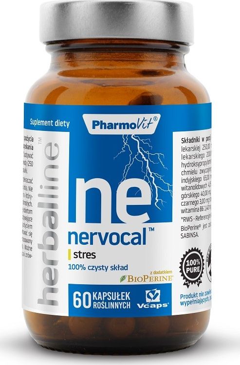 Pharmovit Nervocal Herballine 60 Kaps. Pharmovit Na Stres Pieprz Czarny Bioperine Kozłek Lekarski Chmiel Zwyczajny Melisa Lekarska