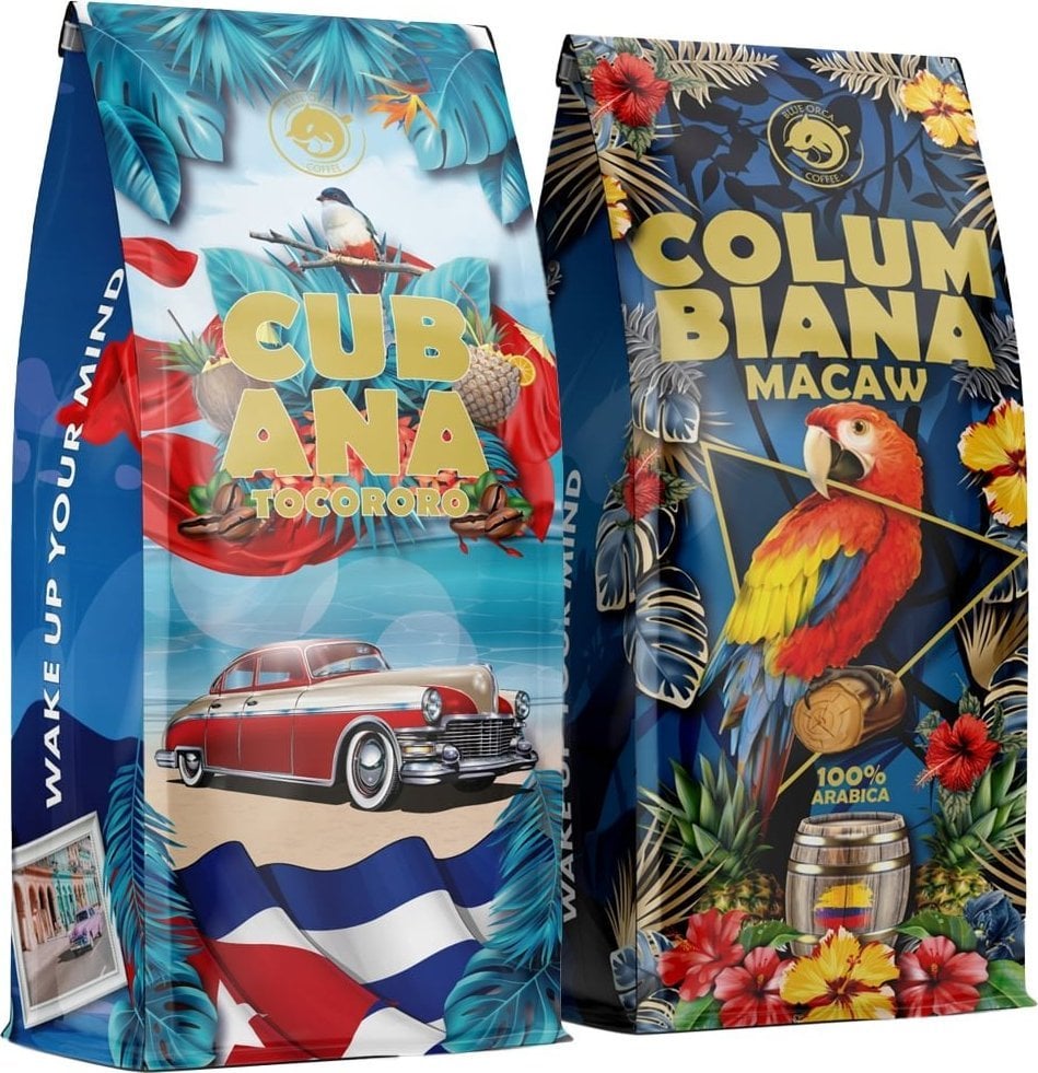 Kawa ziarnista Blue Orca Coffee KAWA ZIARNISTA 2KG ZESTAW - ŚWIEŻO PALONA - Cubana +Macaw -Blue Orca Coffee