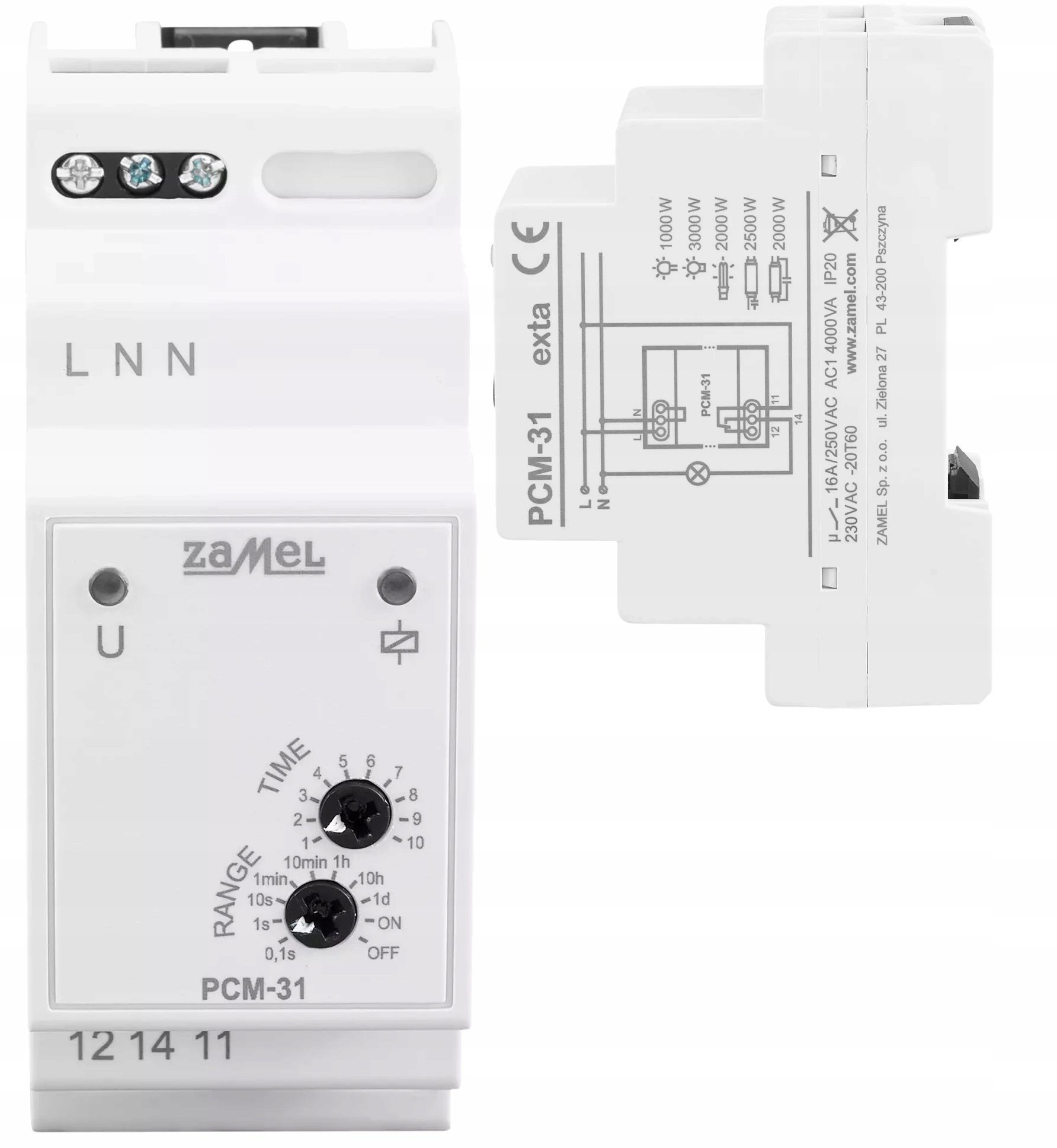 Przekaźnik czasowy przełączany w zerze opóźnione załączenie 230V AC PCM-31 EXT10000305