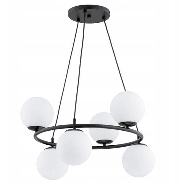 Alfa Ringo 63246 lampa wisząca zwis 6x10W E14 czarna/biała