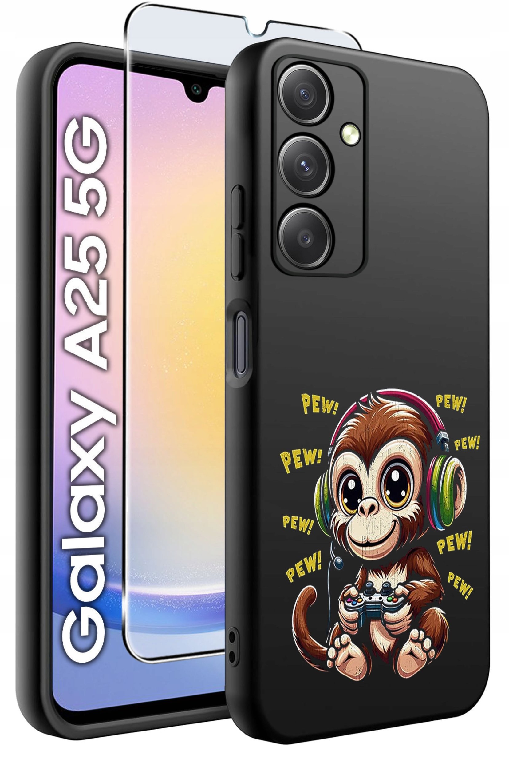 ETUI do Samsung A25 5G WZORY | SILIKONOWE MATT CASE + SZKŁO HARTOWANE 9H