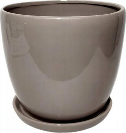 Polnix Doniczka ceramiczna z podstawką beżowa 18 cm