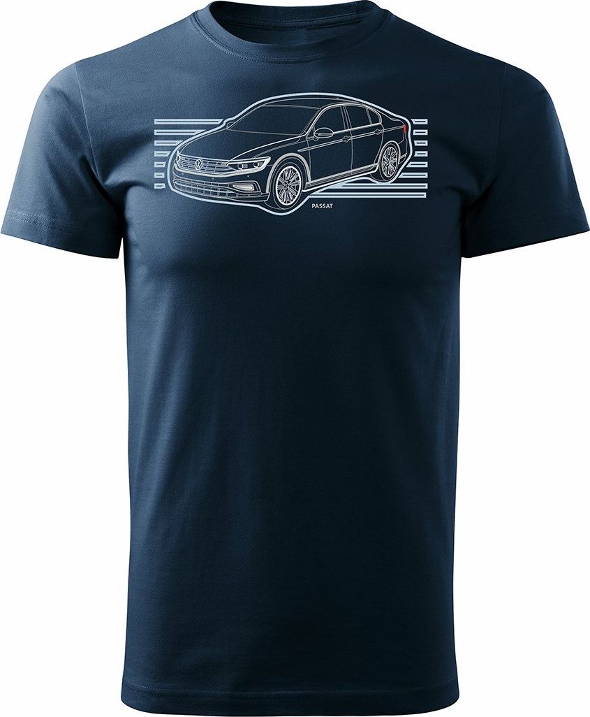 Topslang Koszulka z samochodem VW Passat męska granatowa REGULAR XXL