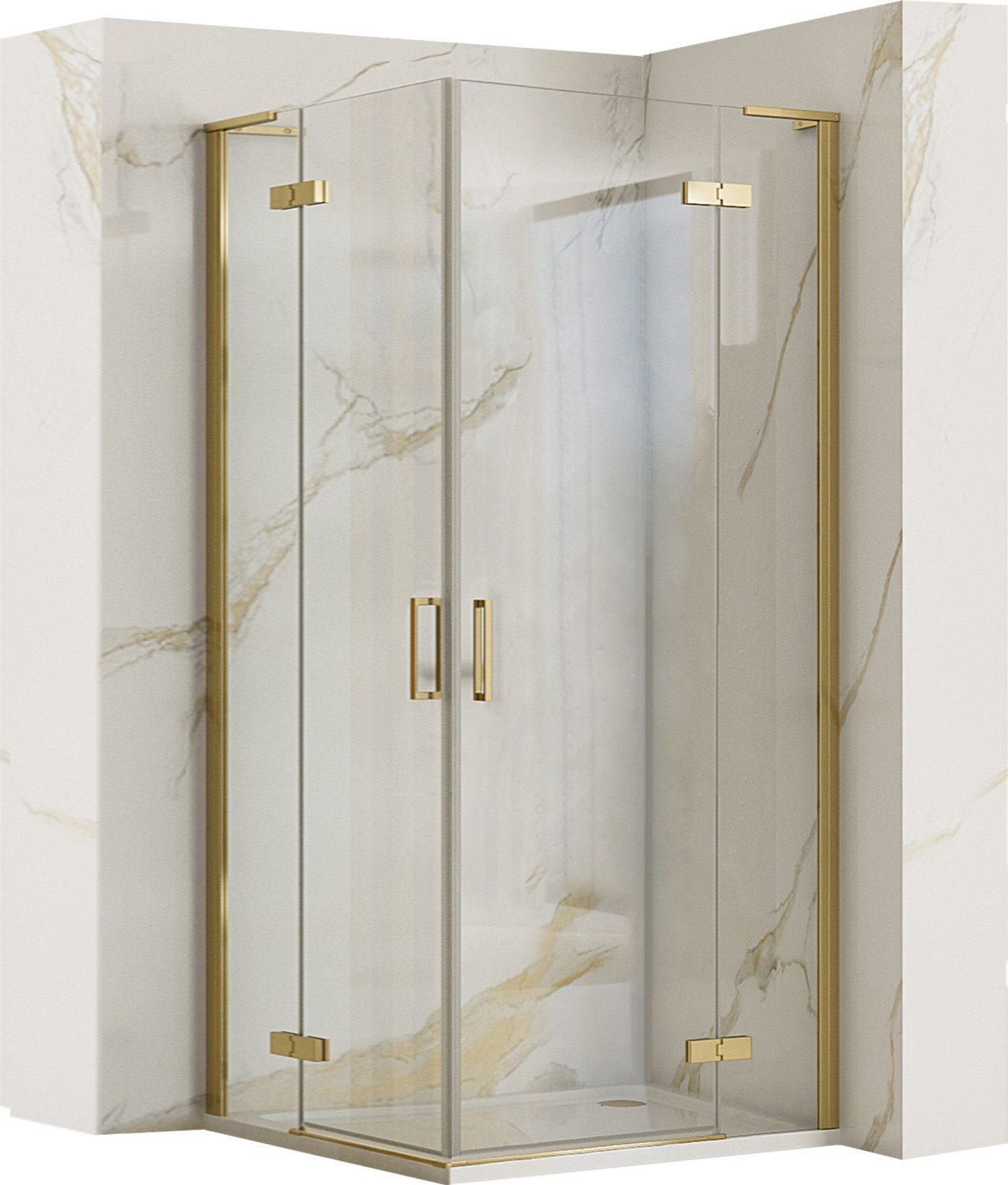 Rea Kabina Prysznicowa REA Hugo Double 80x80 Złota Szczotkowana
