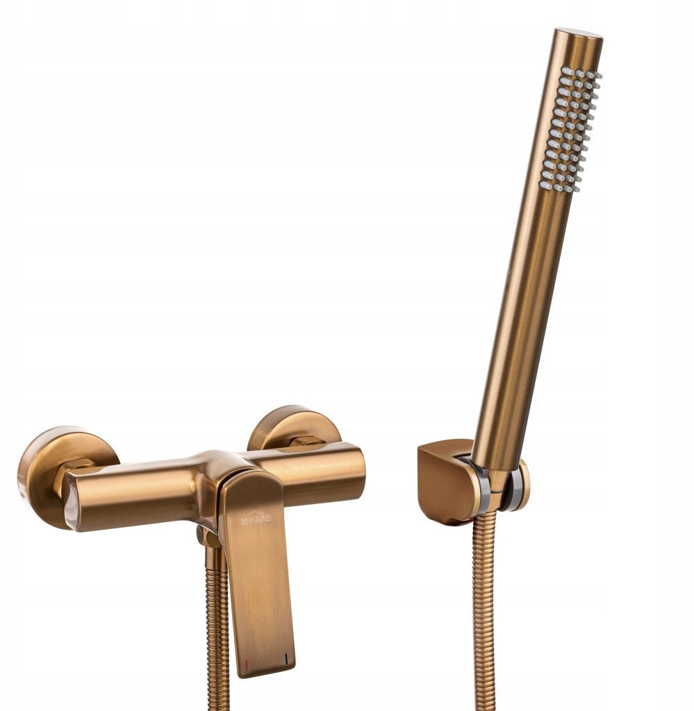 Invena bateria natryskowa z zestaw natryskowym Neri Plus, miedź BN-P1-014-L