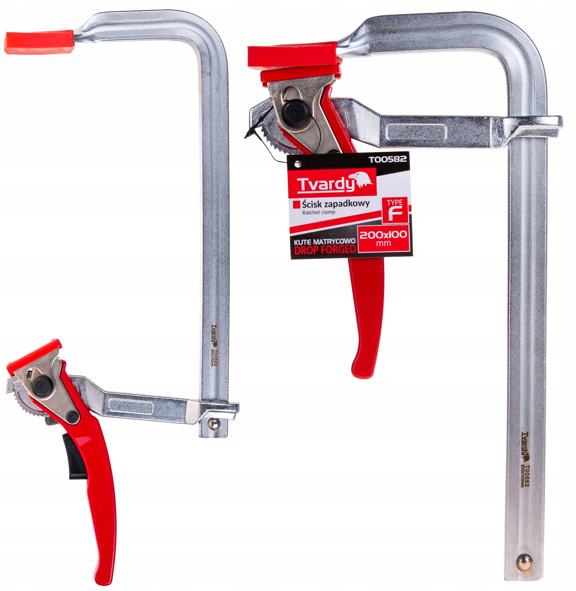 Ścisk zapadkowy kuty typu F 250x80mm (20)