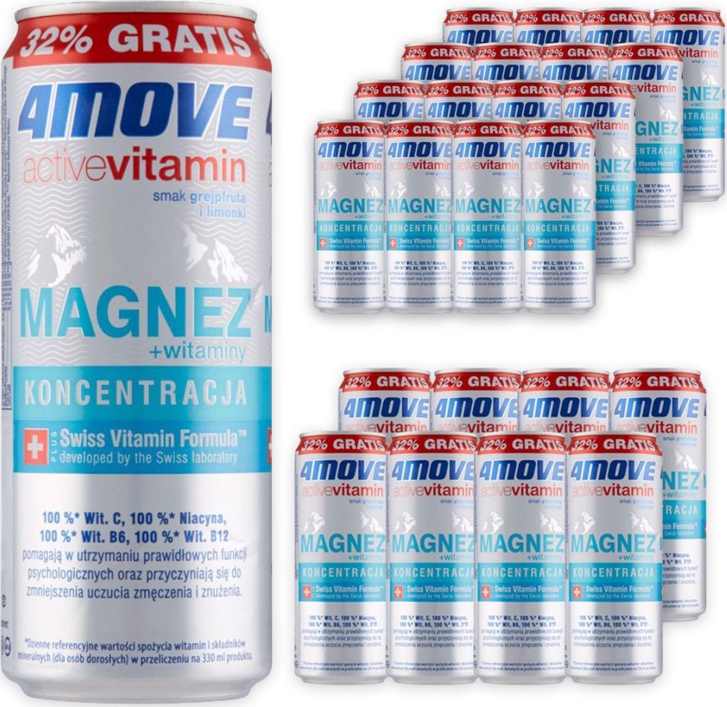 4Move 4Move Active Vitamin Koncentracja Napój gazowany smak grejpfruta 330 ml x24 sztuk