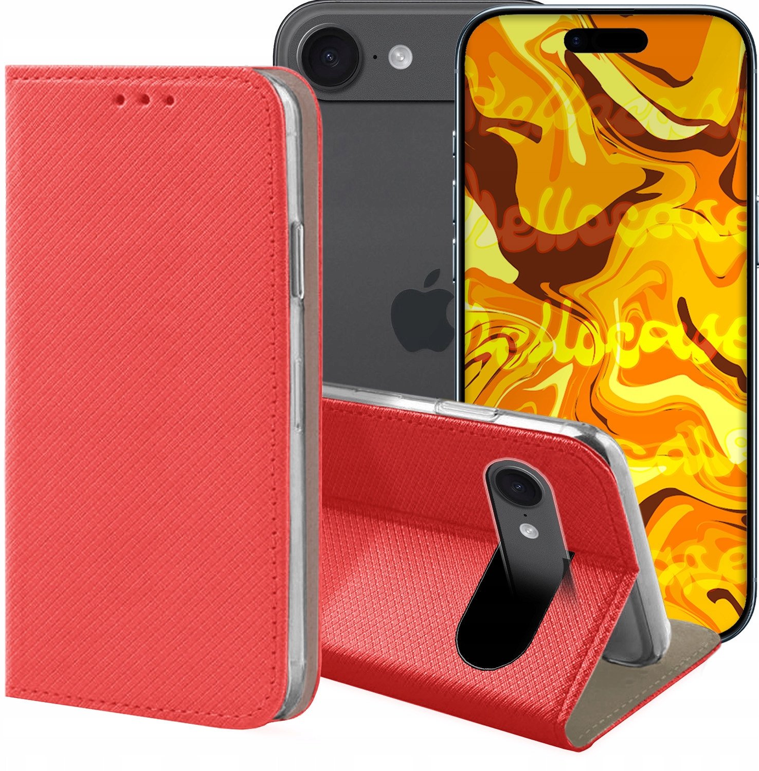 ETUI Z KLAPKĄ DO APPLE IPHONE 17 AIR CZERWONE ZAMYKANE MAGNETYCZNE KABURA