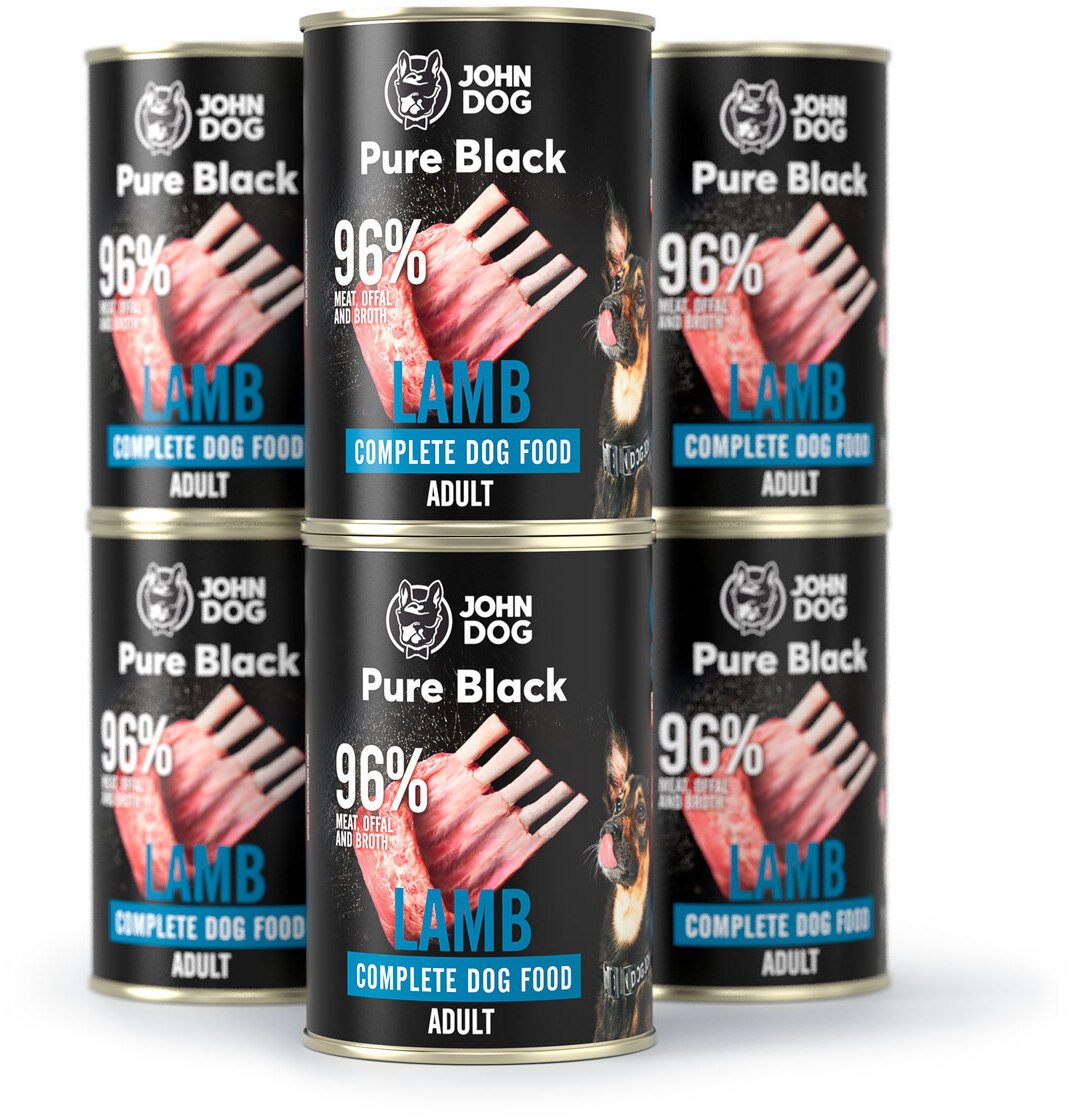 John Dog Pure Black dorosły jagnięcina karma mokra dla psa 400g*6