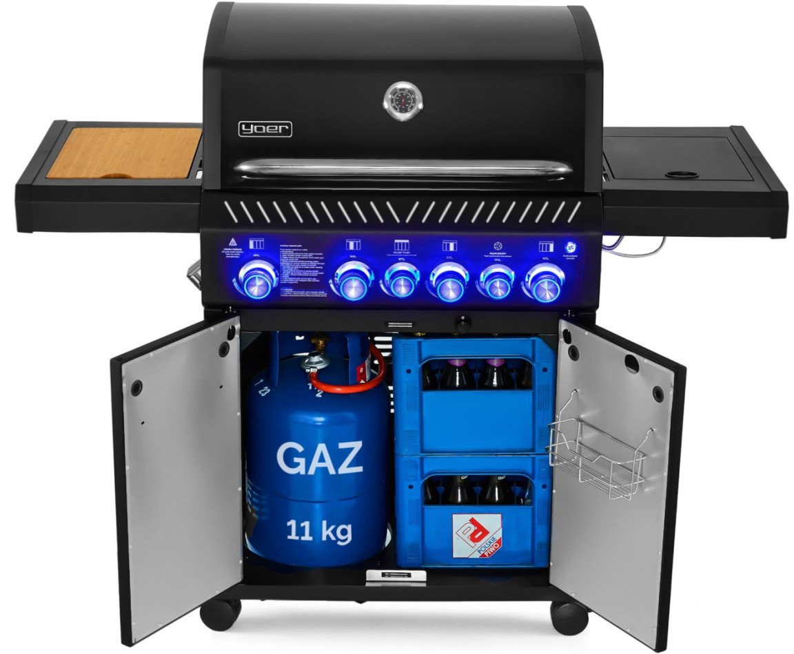 Yoer BeefMaster GG04BK Grill ogrodowy gazowy 21.15 kW 72 cm x 43 cm