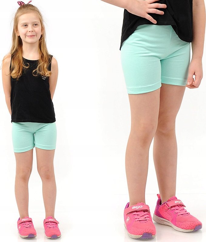 Krótkie spodenki Legginsy 1/2 Kolarki Dziecięce Getry Szorty Miętowe 140