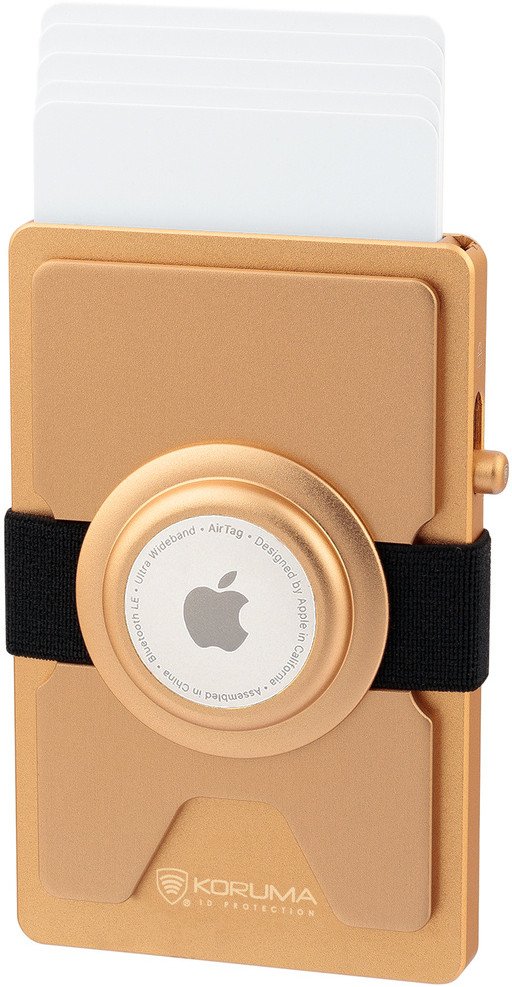 Metalowy portfel z wysuwanymi kartami i miejscem na AirTag od Apple (złoty) Uniwersalny