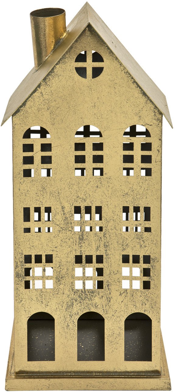 Ozdoba świąteczna domek 46 cm złoty metal 8730